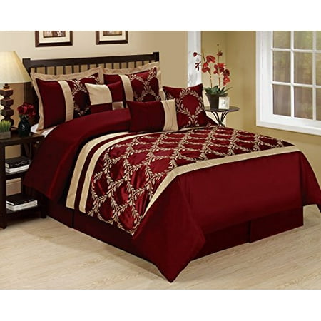 7 Piece CLAREMONT Classic Diamond Embroiderd Clearance bedding Comforter Set Fade Resistant ...