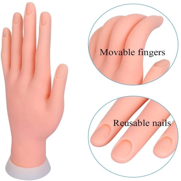 Soft Plastic Removable Nail Practice Hand Mannequin For Manicure Training Finger Model