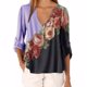 thumbnail image 2 of Blusa Camisa con cuello en V y estampado floral Blusa suelta de manga larga Top de mujer, Morado, XXL Kearding AP002021-69, 2 of 5