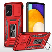 Samsung Galaxy A53 5G Case with Lens Protection, Galaxy A53 5G Ring Holder with Camera Cover & Kickstand Military Grade Shockproof Heavy Duty Protective Support Magnetic Car Mount Holder, Red