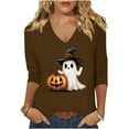 thumbnail image 2 of PNTUTB Women's Fashion St. Patrick's Day Printed 3/4 Sleeve Tops V-Neck Tops Blouse, 2 of 6