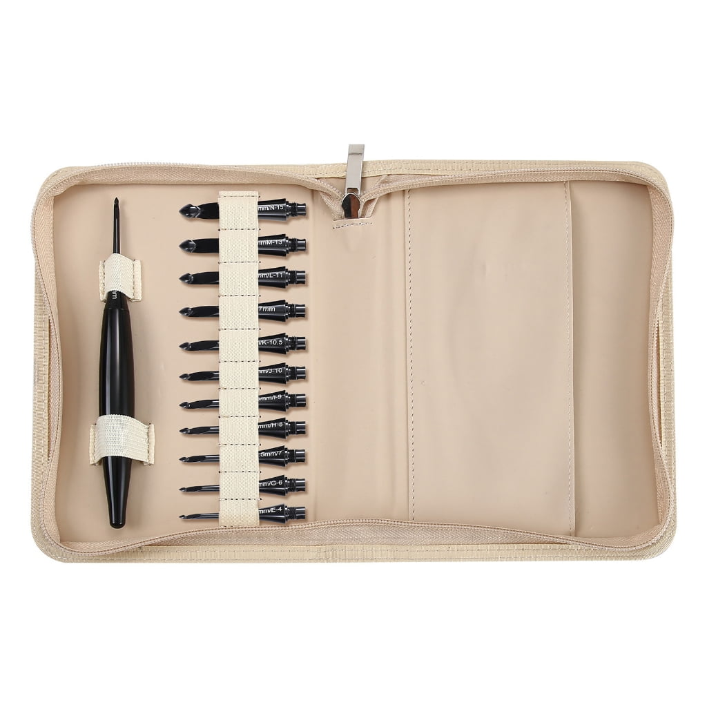 MOMOJIA Ergonomic Aluminum Crochet Hook with 11 Interchangeable Tip Yarn Craft Tool Set