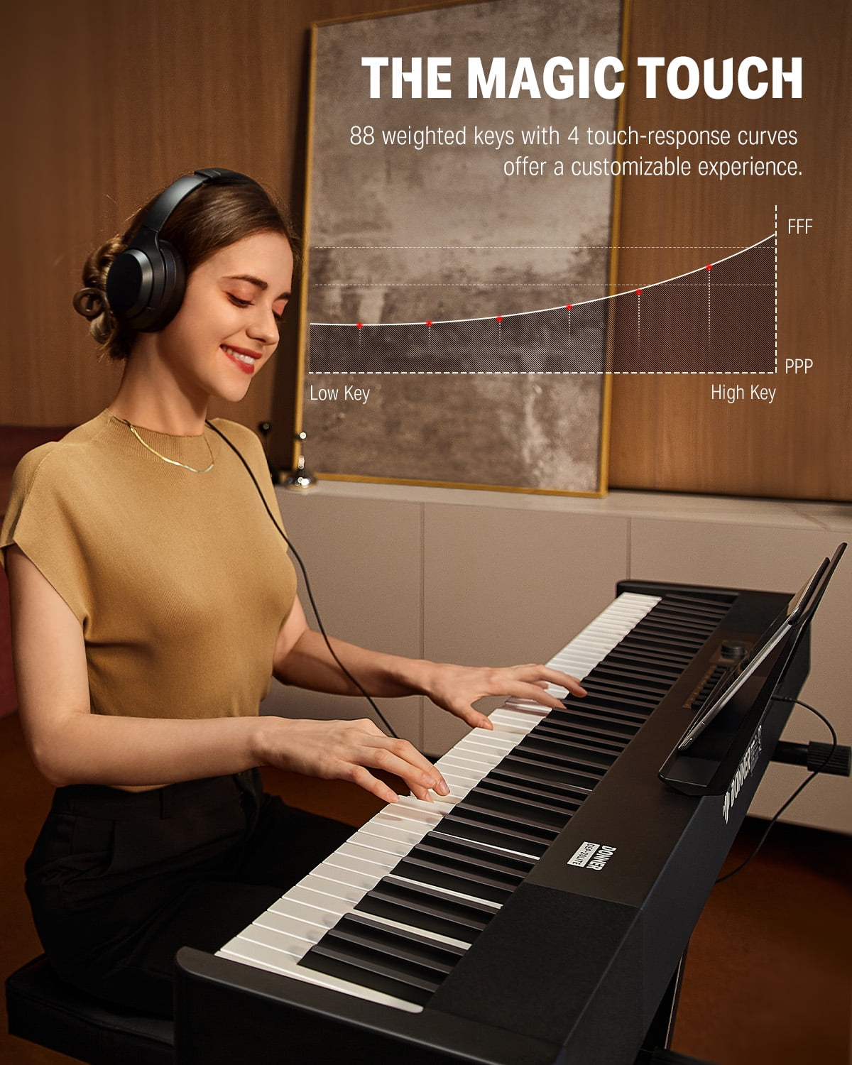 Donner DEP-20 Lite Beginner Digital Piano 88 Key Weighted Full Size Keyboard, Portable Electric Piano Set with Stand, Sustain Pedal, Keyboard Stickers for Beginners Adults