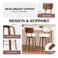 thumbnail image 6 of CRERIYO 360° Swivel Counter Height Bar Stools Set of 2, PU Leather Upholstered Bar Chairs with Bentwood Legs and Backrest for Kitchen Island, White, 6 of 8