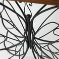 thumbnail image 4 of Pemberly Row Brown Dark Wood Tabletop Black Metal Butterfly Accent Table, 4 of 4