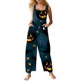 thumbnail image 2 of Evdexr Women's Halloween Jumpsuits 2026 Pumpkin Spider Printed Rompers Square Neck Wide Leg Sleeveless Pants Boho Loose Fit Costumes with Pockets XL, 2 of 6