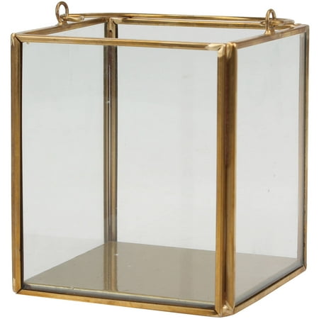 Ornate Metal Base - Better Homes & Gardens Metal & Glass Small Lantern, Gold Finish