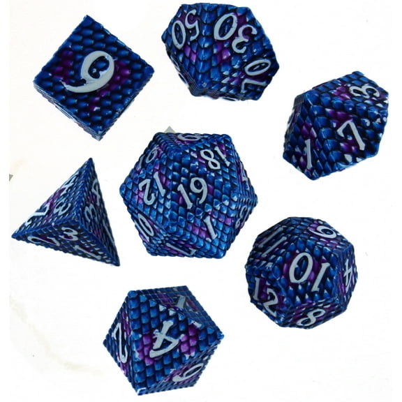 Dragon Scale: Ice Metal RPG Dice Set