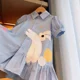 thumbnail image 3 of Novedad de verano, vestido de estilo coreano para niñas, vestido camisero de manga de burbuja de algodón puro, vestido de princesa de conejo de dibujos animados para bebé, falda informal para uso dia, 3 of 5