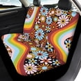 thumbnail image 4 of Uourmeti Rainbow Flower Wave Car Seat Covers Interior Decor Front Rear Seat Covers Easy to Install Polyester Car Seat Covers Set Fit for most Cars Trucks, 4 of 10