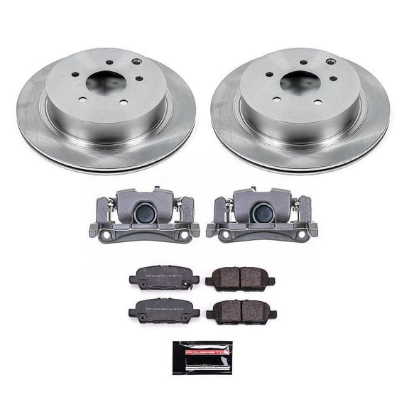 PowerStop Rear Stock Replacement Brake Pad and Rotor Kit with Calipers Fits: INFINITI Select Models KCOE8021A