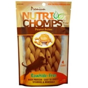 NUTRI CHOMPS NutriChomps Dog Chews, 6-inch Braids, Easy to Digest, Rawhide-Free Dog Treats, Healthy, 4 Count, Real Peanut Butter Flavor