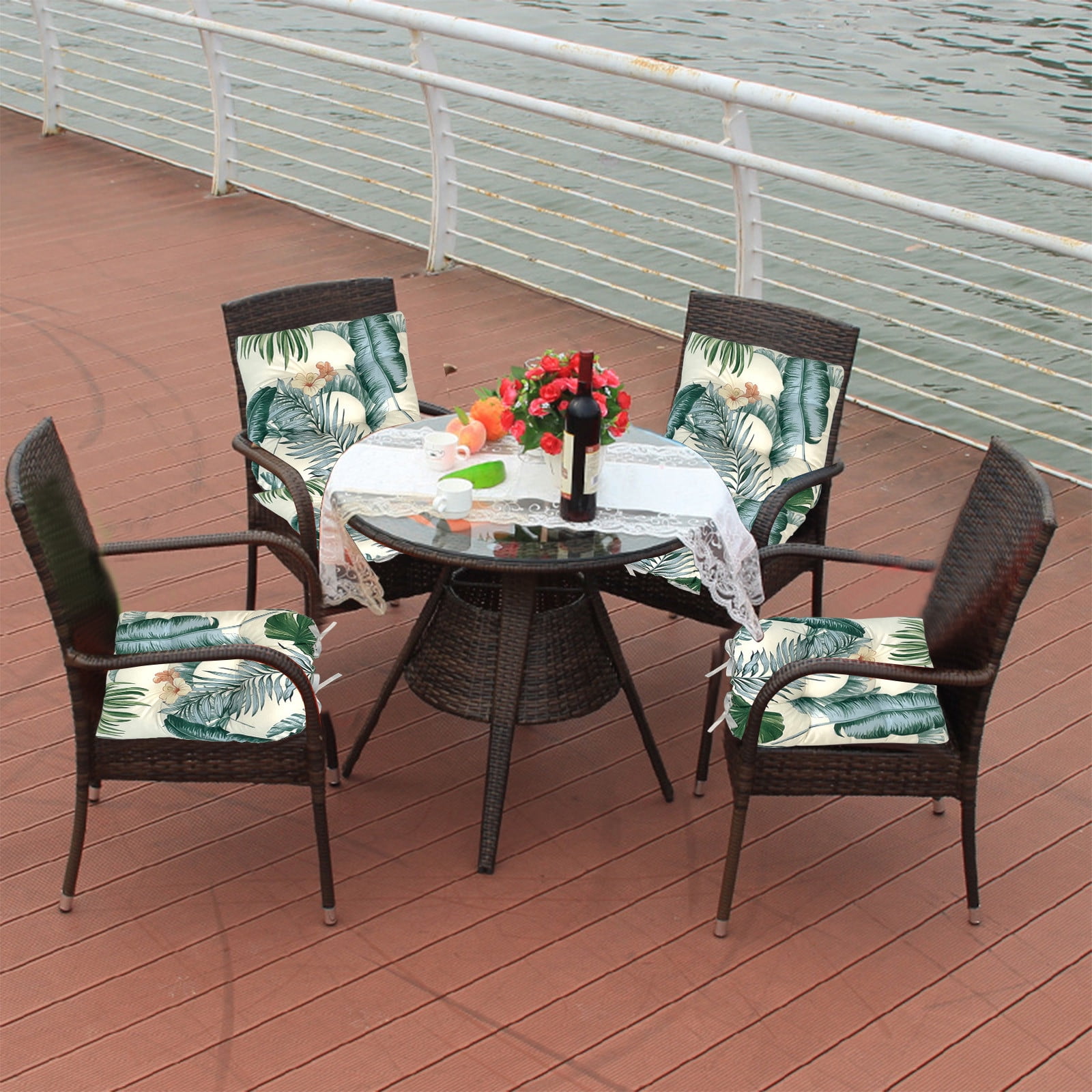 Outdoor Chair Cushions Outdoor Chair Cushions Thickened Seat Pad Printed Pattern Set Of 2 for Patio Garden Sitting Water Resistant Comfortable Design 17x17/17x21in Thickened Seat Pad