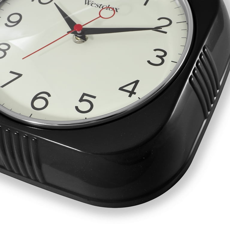 Westclox 1950's Retro Analog QA Wall Clock, 9.5 inches, Black