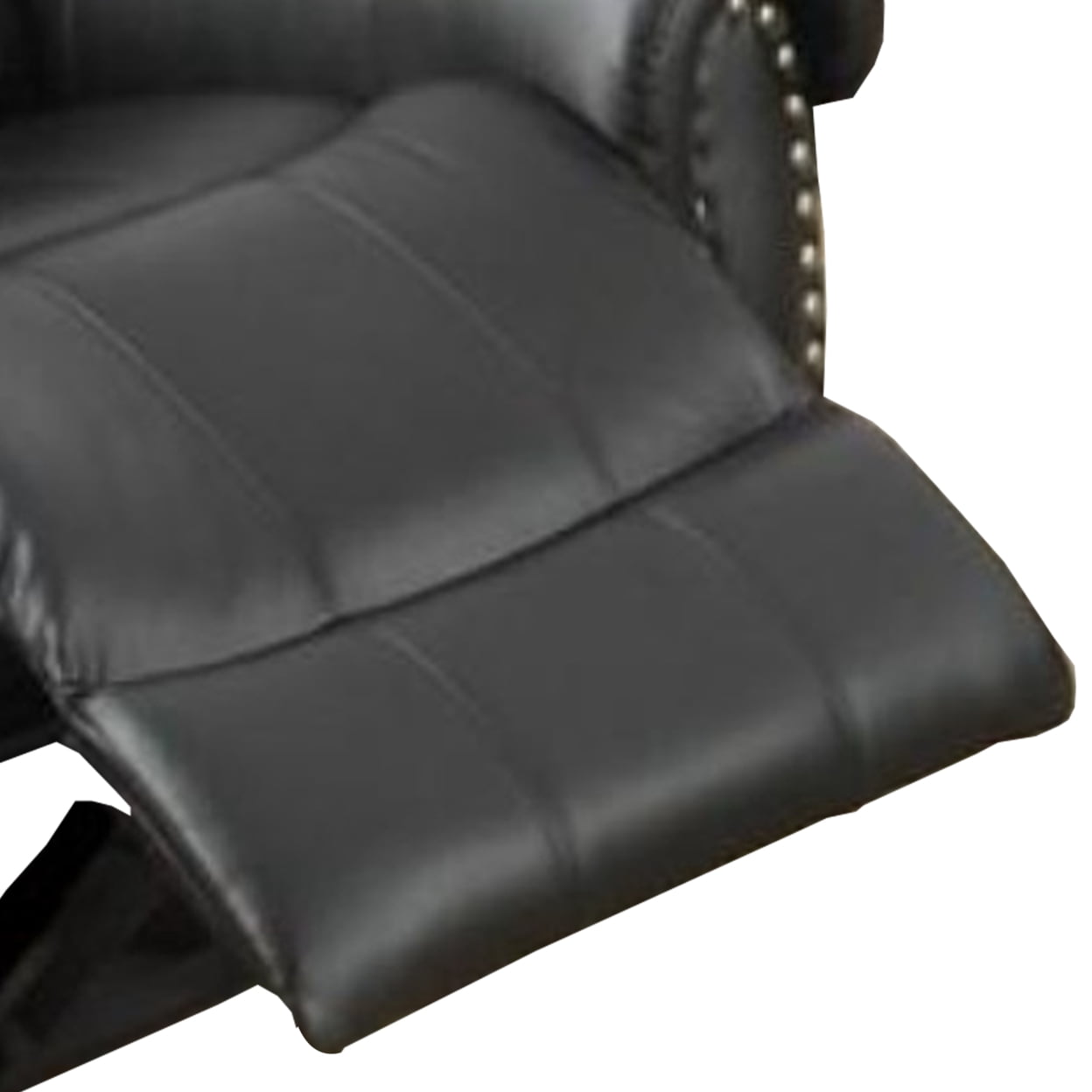 Poundex Bonded Black Leather Recliner Chair, Glider