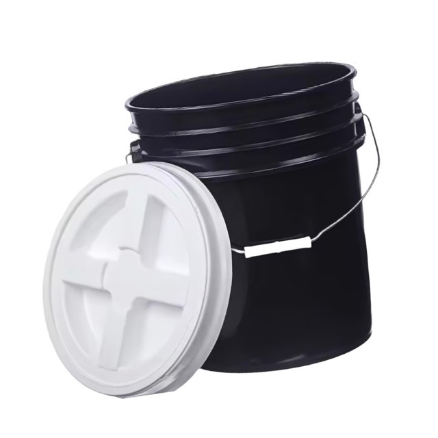 Cubo con tapa, resistente, versátil, reutilizable, portátil, 20 L para Negro