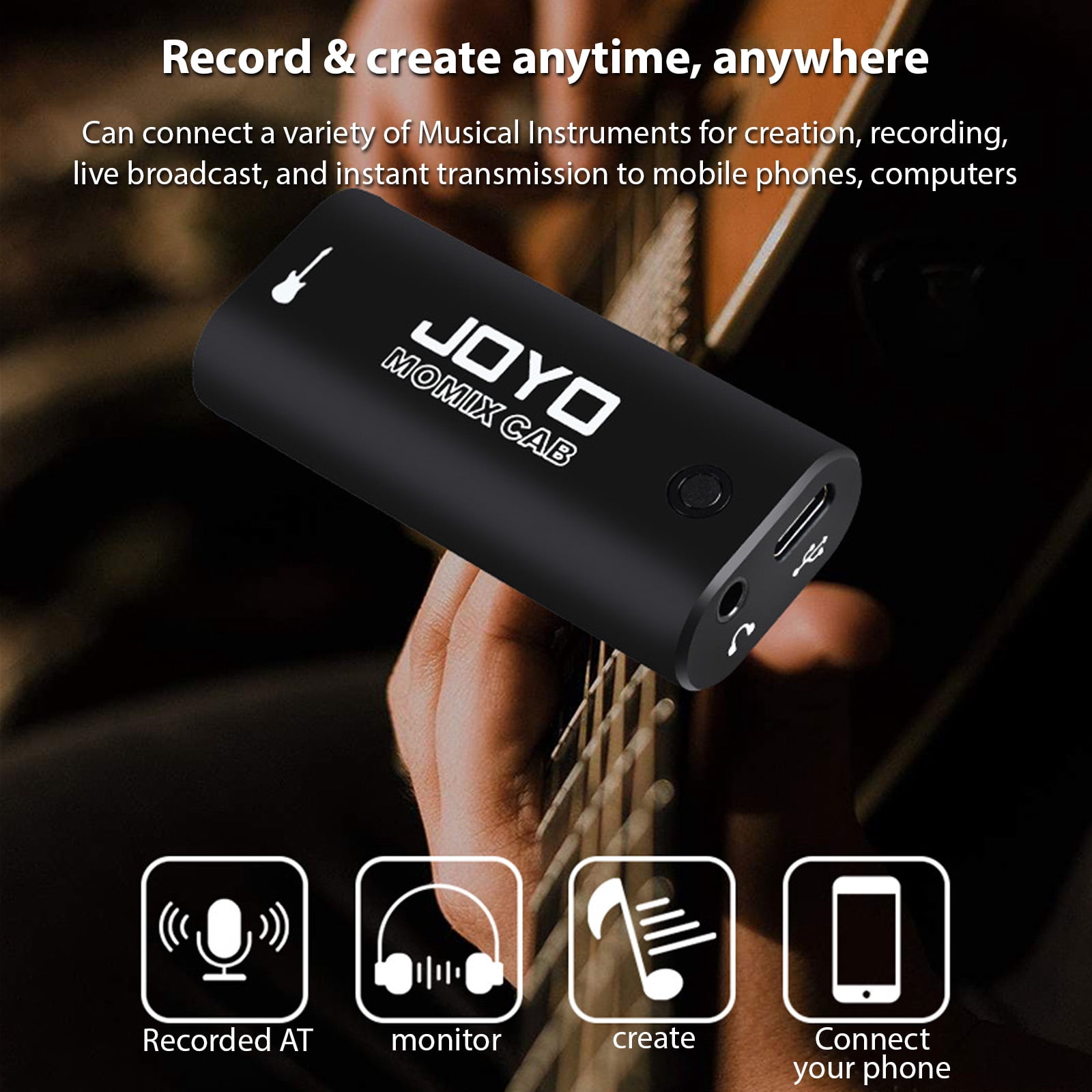 JOYO Portable Guitar Audio Interface, Lightweight Sound Card for Recording Live Streaming, Plug and Play