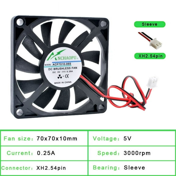 ACP7010 7cm 70mm fan 70x70x10mm DC5V 12V 24V 2pin cooling fan  for CPU chassis power supply charger inverter