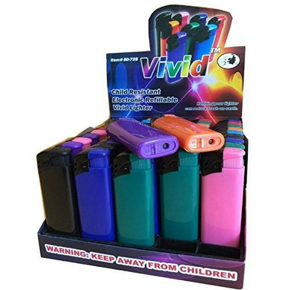 10 Vivid Electronic Refillable Lighters - Colors May Vary