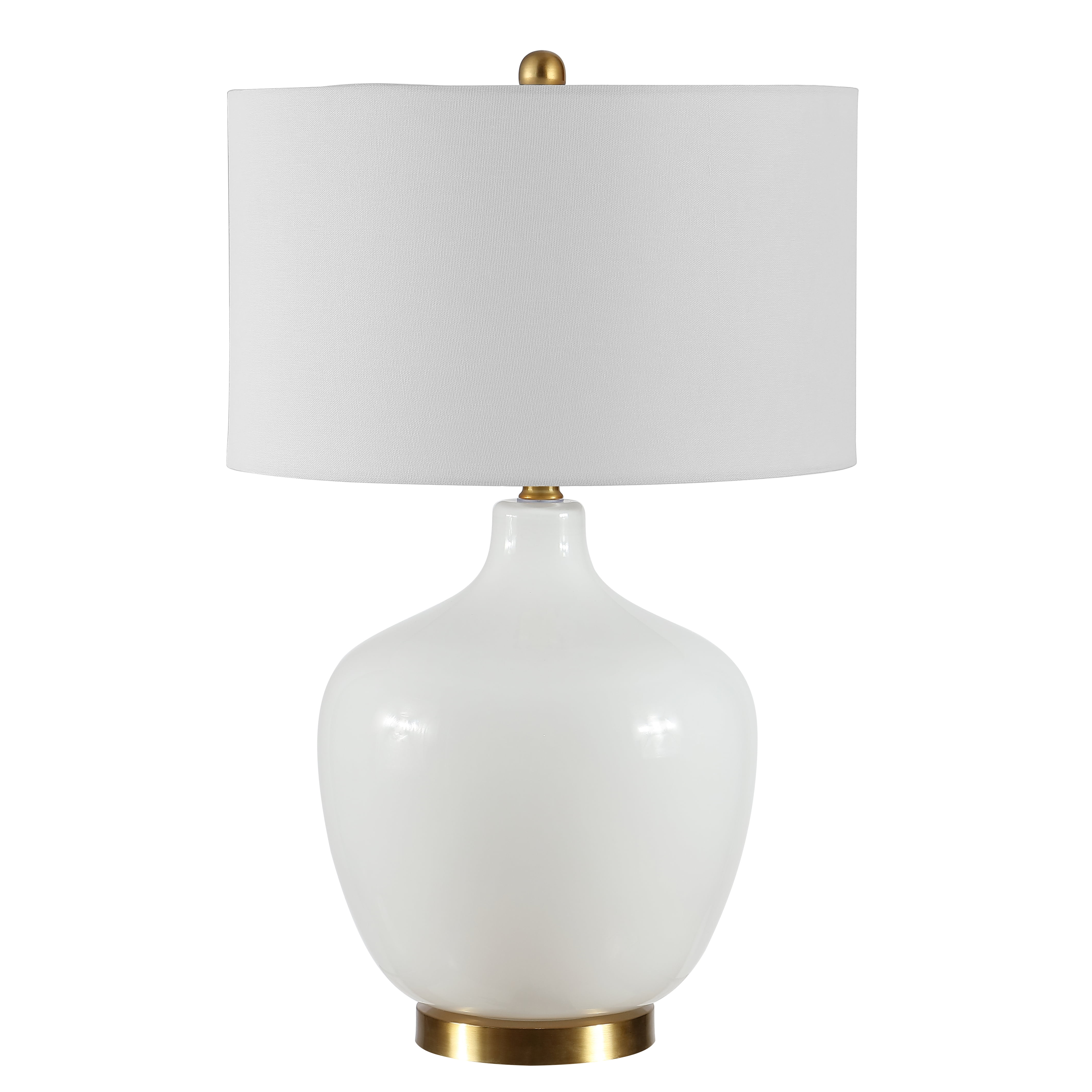 SAFAVIEH Eugenie 27 in. Solid Glass Table Lamp, Antique White