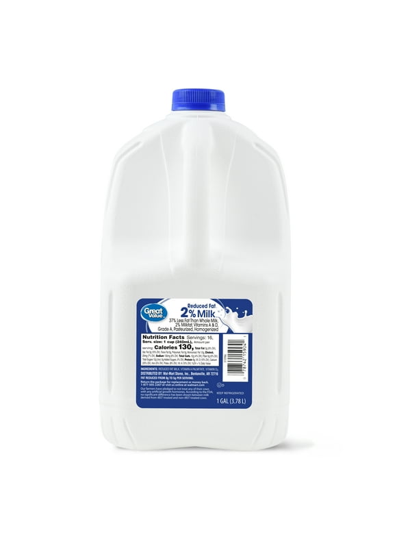 Great Value 2% Reduced Fat Milk, 128 Fl Oz