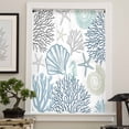thumbnail image 4 of Blue Teal Coastal Semi Sheer Curtains Drapes for Living Room, Bedroom, French Doors Window 72 Inches Long, Summer Beach Coral Shell Starfish Rod Pocket Chiffon Curtain Drapery Voile Draperies Panel, 4 of 6