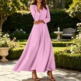 thumbnail image 6 of Enjoytime Long Dresses for Women V Neck 3/4 Sleeve A-Line Maxi Dress Elegant Flowy Party Wedding Guest Plus Size Dresses, 6 of 6