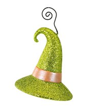 Bethany Lowe 4.50In Witch Hat Green Glitter, Polyresin, Halloween Place Card Holder Tf2235
