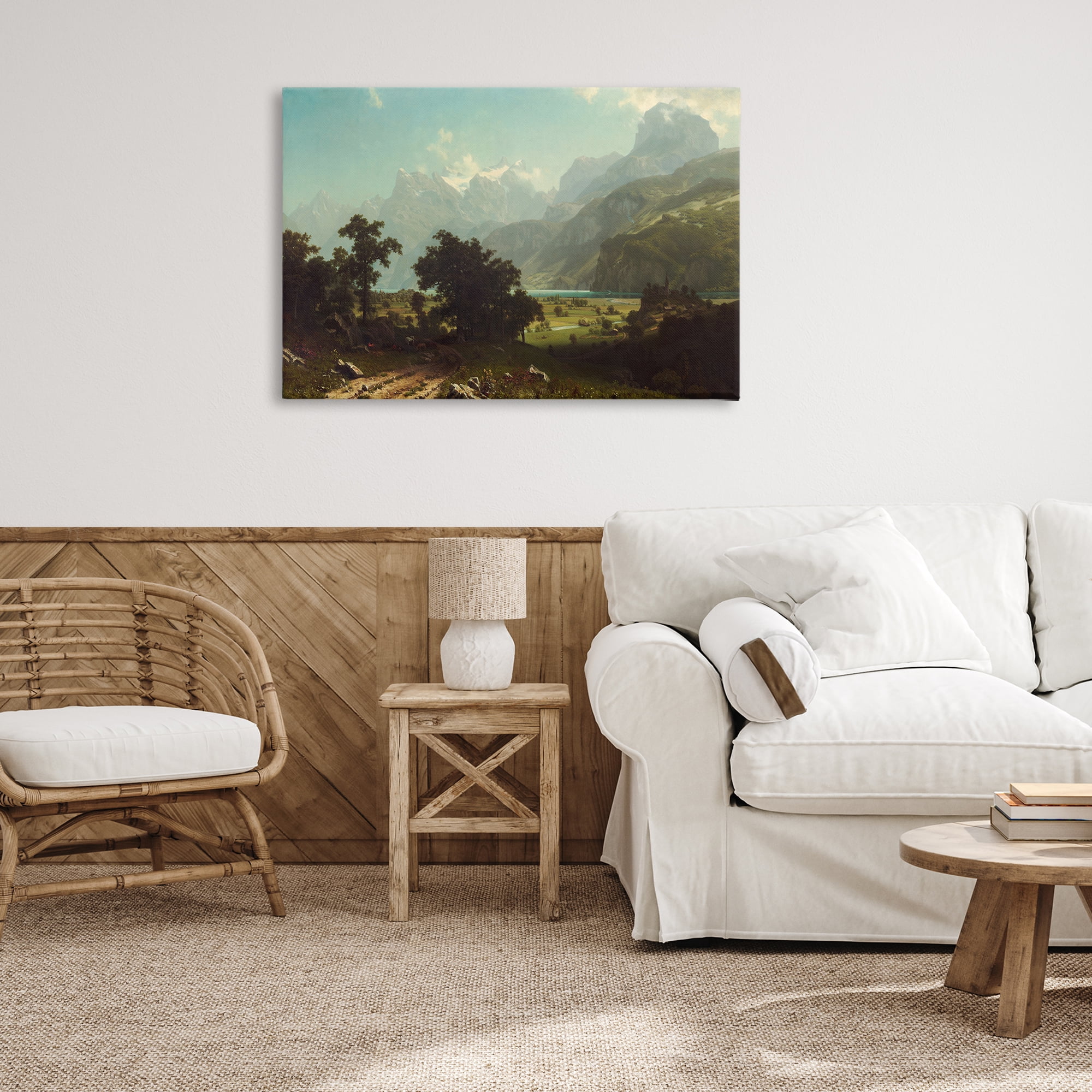 Stupell Industries Classical Bierstadt Lake Lucerne Landscape & Nature Painting Wrapped Canvas Art Print Wall Art, 36 x 24