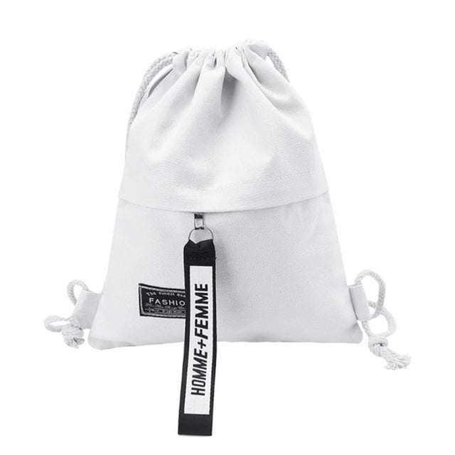School Sports Canvas Drawstring Bag Sack Fitness Zipper Storage Pack Rucksack Backpack