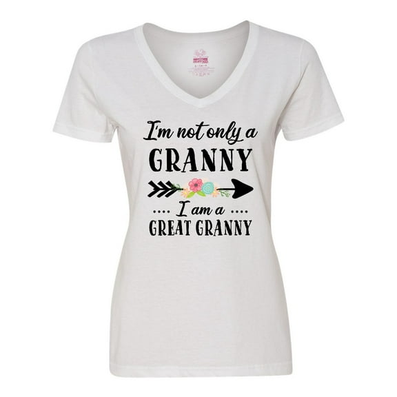 Inktastic I'm Not Only a Granny I'm a Great Granny with Flowers Women's V-Neck T-Shirt