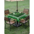 thumbnail image 3 of Outdoor Tablecloth with Umbrella Hole and Zipper, St. Patrick's Day Square Table Cloth 54x54 Inch Waterproof Tablecloth, Green Shamrock Wooden Spring Picnic Table Cover for Patio Camping, 3 of 7