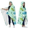 thumbnail image 2 of Wearable Blanket,LightGreen Cartoon Dinosaurs Trees Pattern Hooded Wearable Flannel Blanket for Adults & Teens,Winter Poncho Shawl Wrap Cape Cozy Anti-Pill,60"x80", 2 of 5