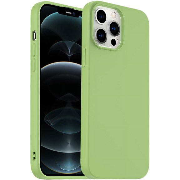 Designed for iPhone 12 Case/iPhone 12 Pro Case, Silicone Ultra Slim Shockproof Phone Case with Soft Anti-Scratch Microfiber Lining, [Enhanced Camera Protection] (Matcha Green)