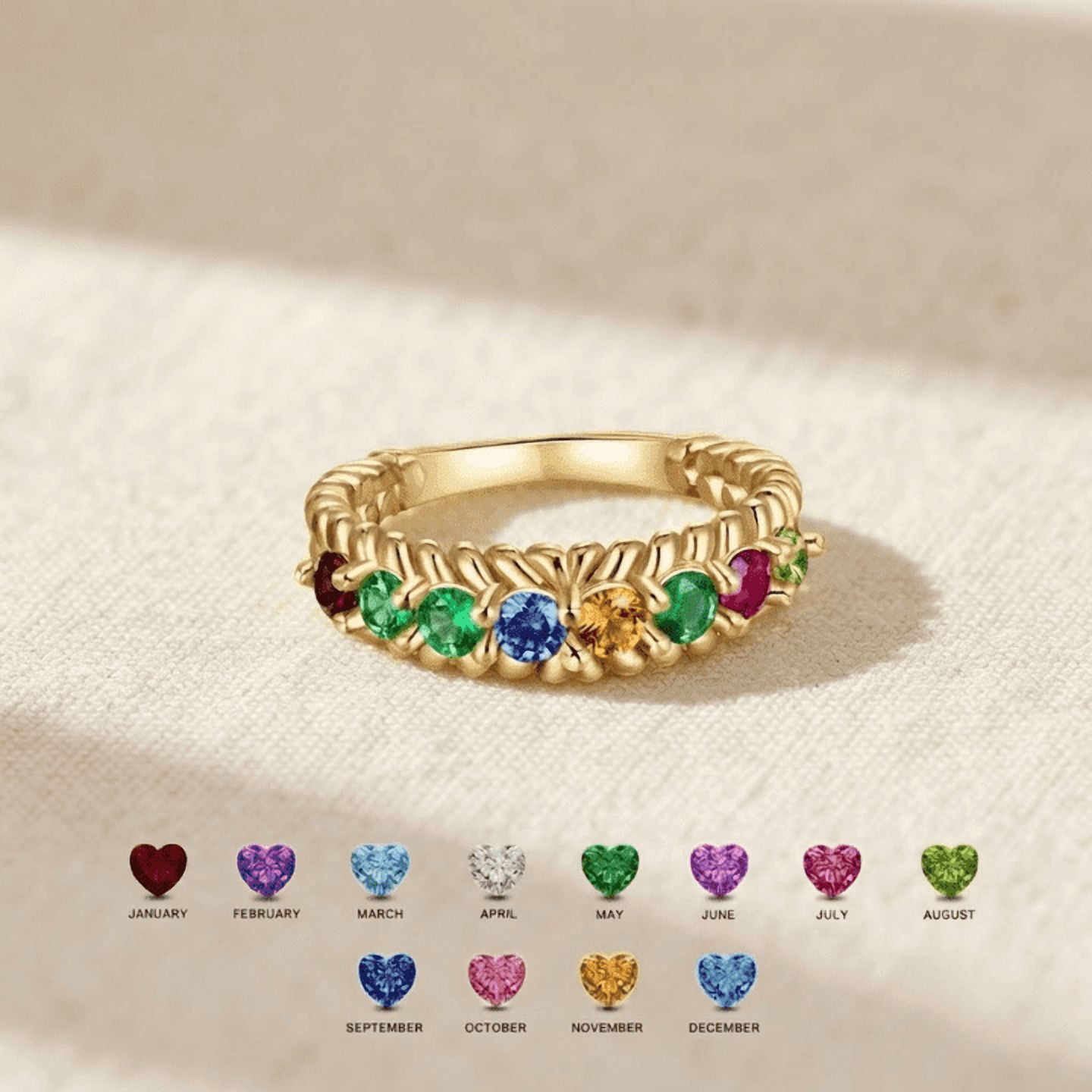 Personalized Vintage Family Birthstone Ring for Mom | Custom Multi Stone Ring Gift | Sentimental Mother's Day Jewelry