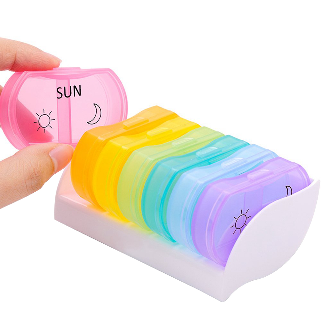 Coofit 7PCS Pill Case Mini 7 Day Portable Pill Box Pill Organizer for Daily Travel