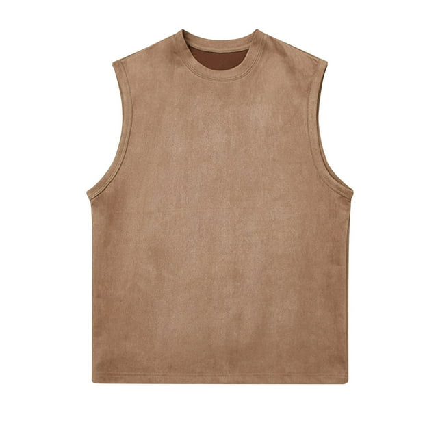 Funicet Débardeur Vintage Couleur Unie Entraînement Physique Sport Perméabilité Col Rond pour Hommes