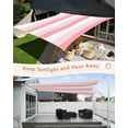 thumbnail image 3 of Pink White Striped Sun Shade Sail 8'x10' Rectangle Outdoor Shade Canopy, Farmhouse Stripes Porch Shades Outdoor Sun Blocking Screen, Sunshade Cloth Covers for Patio/Deck/Garden, 3 of 5