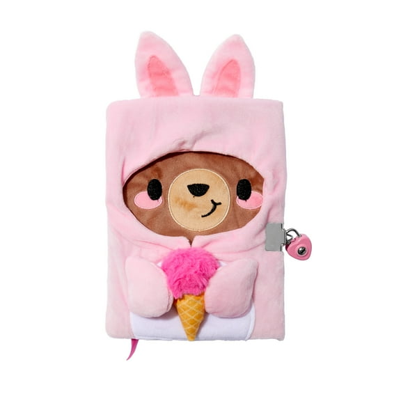 Claire's Children's Pink Bear Dressed up as a Bunny Diary - Lock and Key, 100 Pages