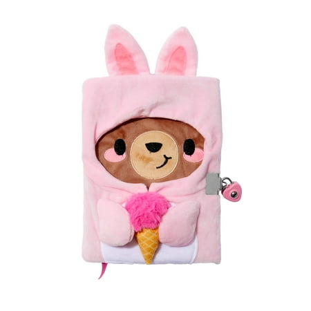 Claire's Children's Pink Bear Dressed up as a Bunny Diary - Lock and Key, 100 Pages