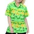 thumbnail image 4 of HAPPY BAY Women's Casual Beach Hawaiian Blouses Shirt V Neck Blouse Short Sleeve Button Down Dress Tops Tee Shirts for Women XL Aloha, Autumn Green, 4 of 4