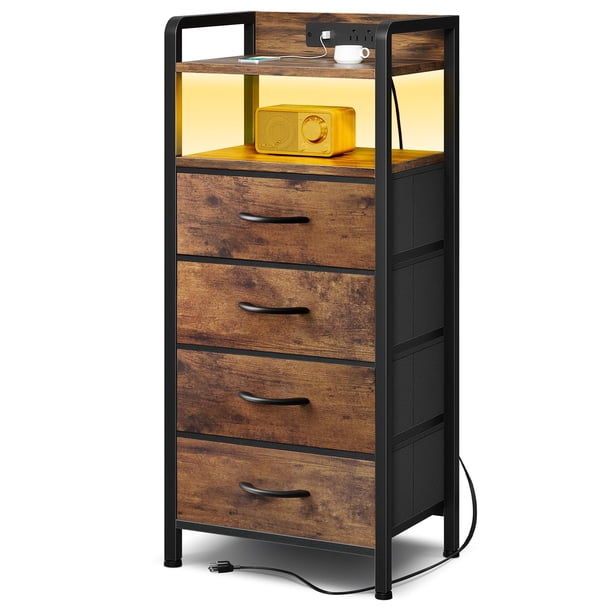 Mesa de noche Lazzanto con luz LED y carga USB