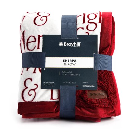 Broyhill Soft Plush Throw Blanket Merry Bright Christmas 50" x 60" Red White Adults