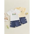 thumbnail image 3 of Loicainy Toddler Kids Girls Denim Shorts Outfits Set 12 18 24 Months 2T 3T 4T 5T Short Sleeve Crew Neck Flower T-shirt with Shorts Summer Clothes Sets, 3 of 9