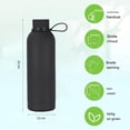 thumbnail image 2 of Botella de agua - Termo de acero inoxidable - Botella para beber de acero inoxidable - Botella para adultos - Doble pared - 500 ml - Negro, 2 of 5