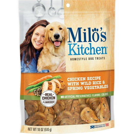 - Milo's Kitchen Homestyle Dog Treats, Chicken Recipe With Wild Rice & Spring Vegetables, 18-Ounce Bag