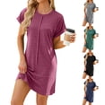 thumbnail image 3 of Zoeecloth Solid Colours Dresses for Women Short Sleeve Fashionable Dresses Summer Cotton Comfortable Versatile DressesS-XXL, 3 of 9