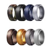 LICILICI 8 Pieces Silicone Wedding for Men Women, Silicone Rubber Bands Sports Rings for Sports And Outdoor - Size 13