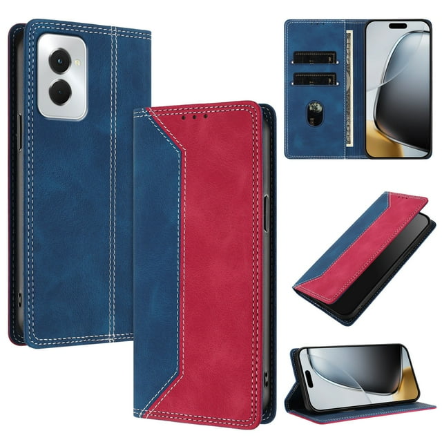 Funda FOXDOCK para Motorola Moto G Power 5G 2024 de Cuero Premium Bicolor con Ranuras RFID, Carcasa Tipo Billetera Antigolpes y Soporte Plegable