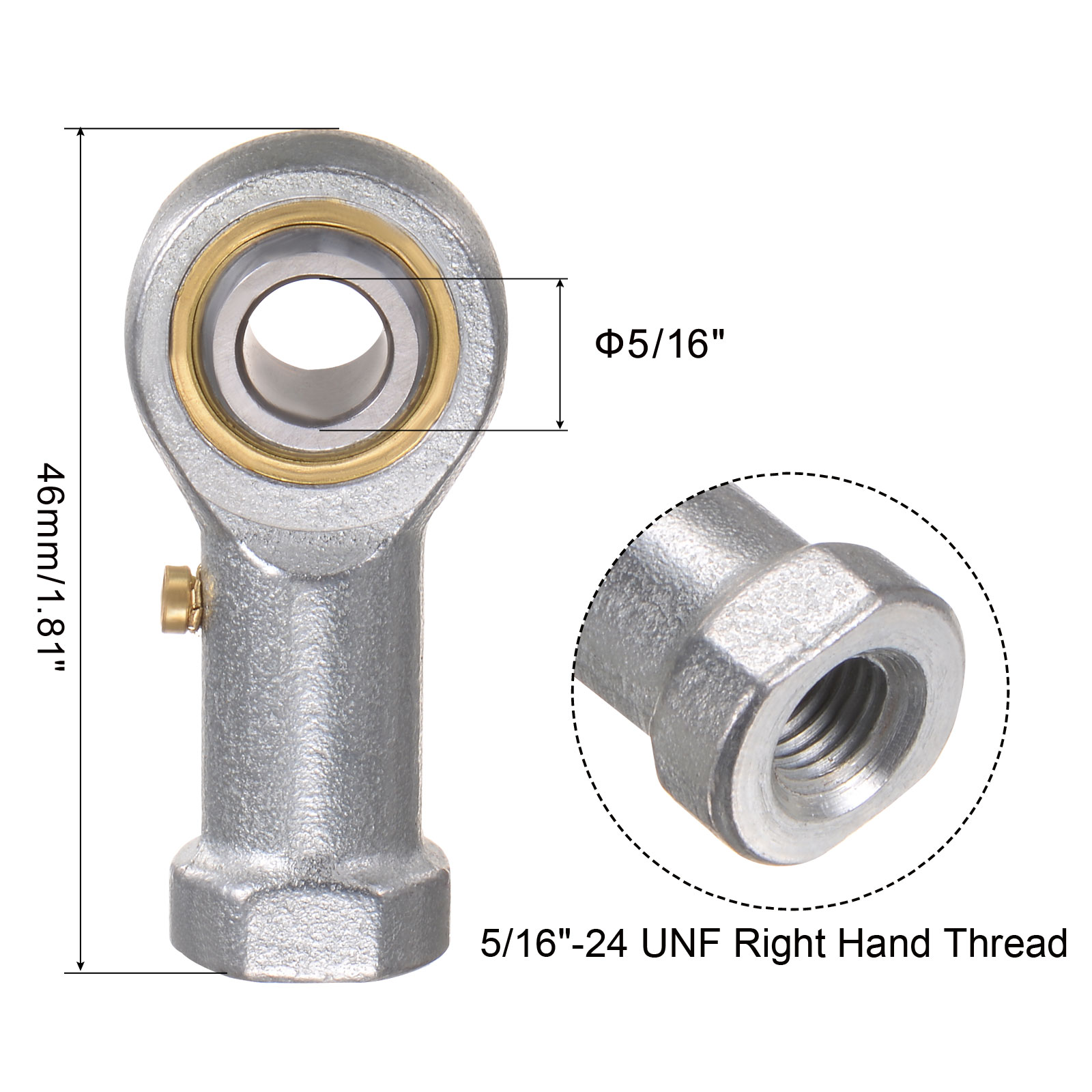 4 Packs PHSB5 5/16" Rod End Bearing 5/16"-24 UNF Female Right Hand Thread, Stainless Steel Rod End with Jam Nuts